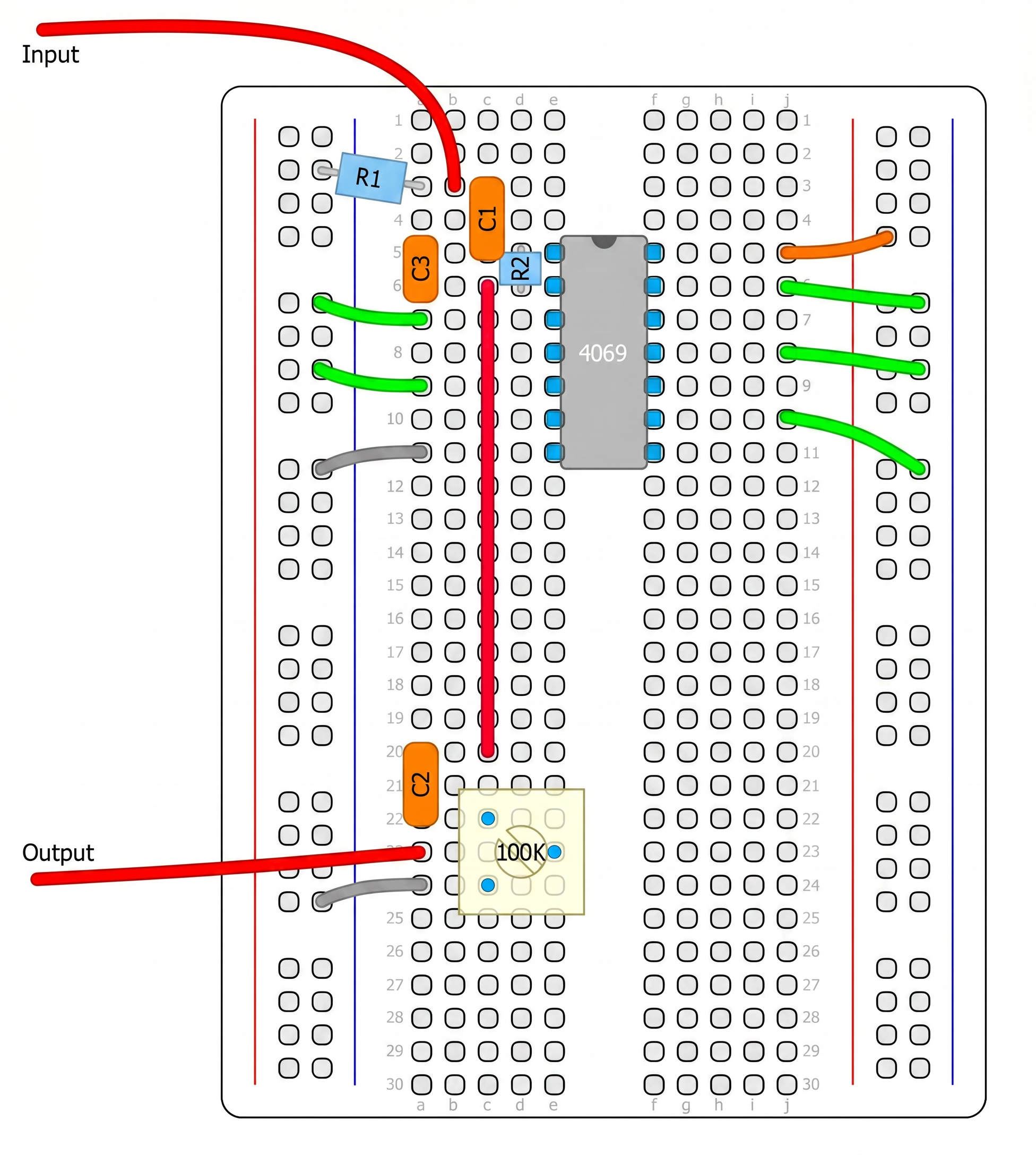 Preamp breadboard layout
